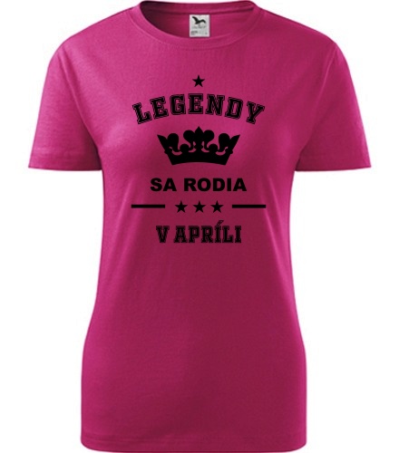 Purpurové dámske tričko Legendy sa rodia v apríli