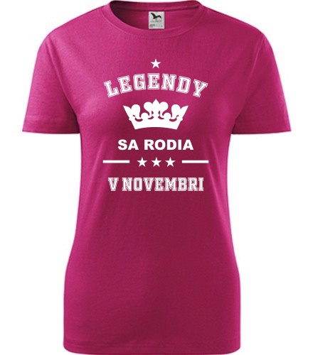 Purpurové dámske tričko Legendy sa rodia v novembri